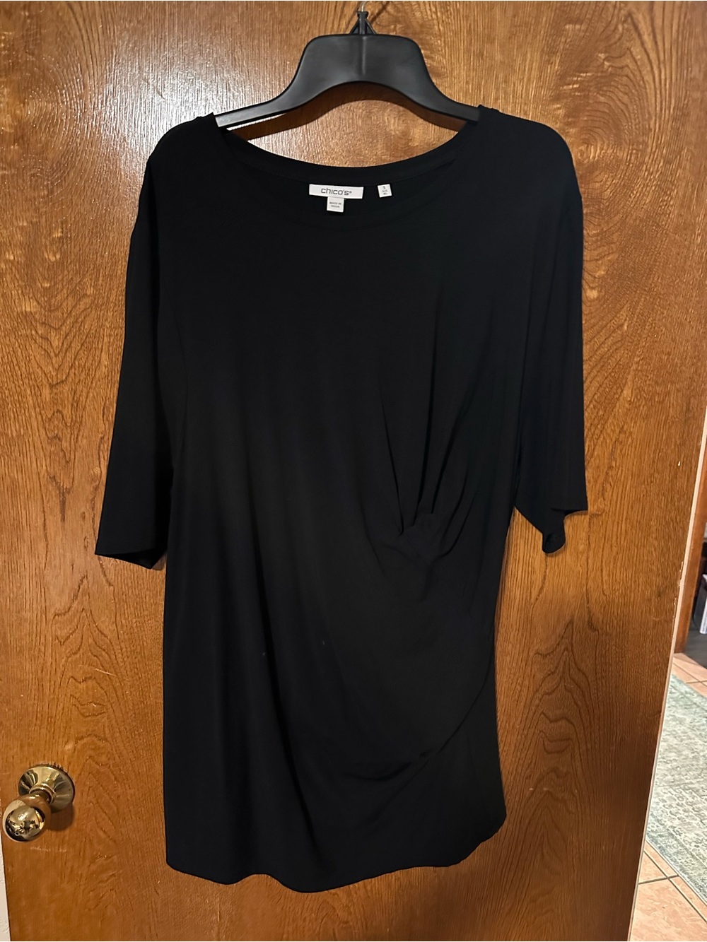Chico's Black Short-Sleeve Draped Women’s Top 3
